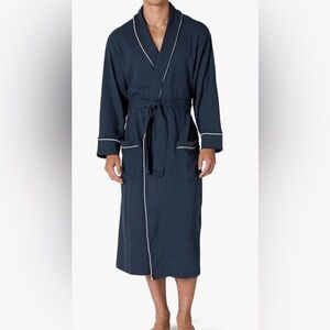 Men’s Amazon Essentials Dark Blue Robe with Light Trim-XL-XXL